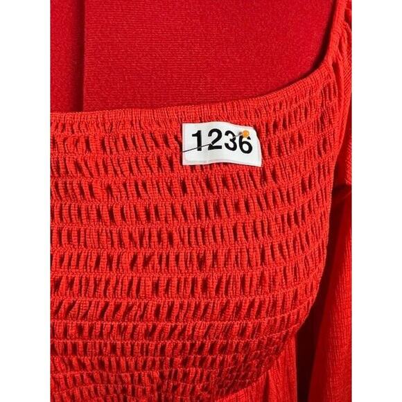 Society Girl Womens Blouse Red Crochet 3/4 Sleeve Boat Neck Ruche Polyester XL - Picture 7 of 7